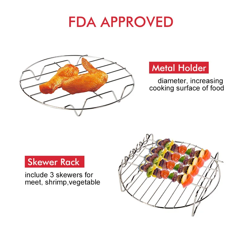 Высокое качество воздуха фритюрница Аксессуары 8 дюймов для Gowise Phillips Cozyna и Secura, набор из 8, подходит для всех Airfryer 5.3QT до 5.8QT