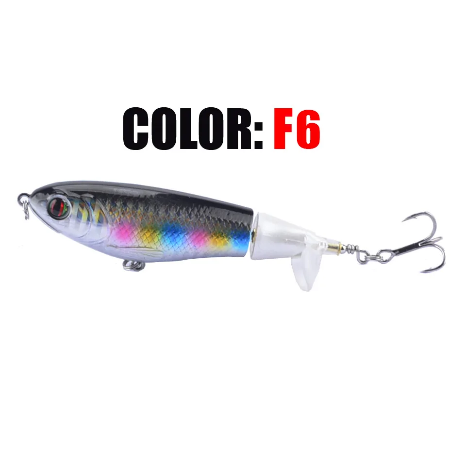 F6 1 шт. качество Whopper Plopper 90 мм/17 г Топ воды Поппер жесткая приманка для рыбалки воблеры вращающийся мягкий хвост рыболовные снасти - Цвет: F6