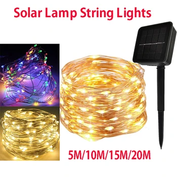 

50/100/150/200 Leds Solar LED Light Waterproof LED Copper Wire String Holiday Outdoor Led Strip Christmas Party Wedding Decor