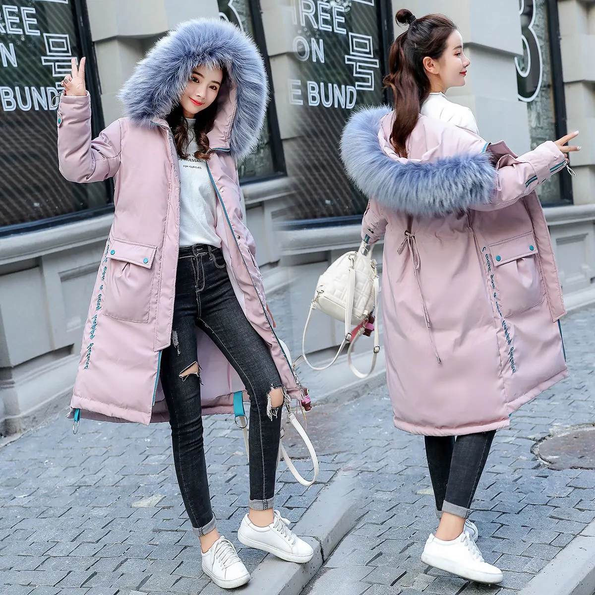 

Mid-length Waist Hugging Drawstring Straight-Cut Winter New Style Korean-style Fashion Cotton-padded Clothes Women's 2018 Winter