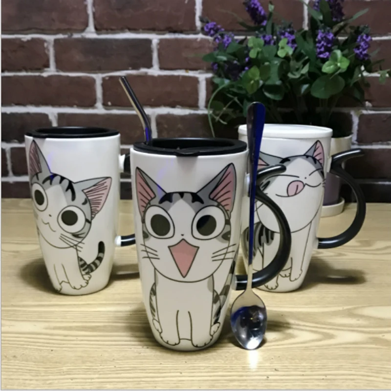 

301 400ml Hot-selling Office Cup Tumbler Nordic Animal Ceramic Cartoon Creative Milk Coffee Cup with Lid