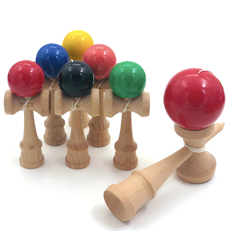 

12CM Mini Kendama Wooden Toys Solid Color PU Paint Skillful Juggling Ball Antistress Outdoor Sports For Children Adult Education