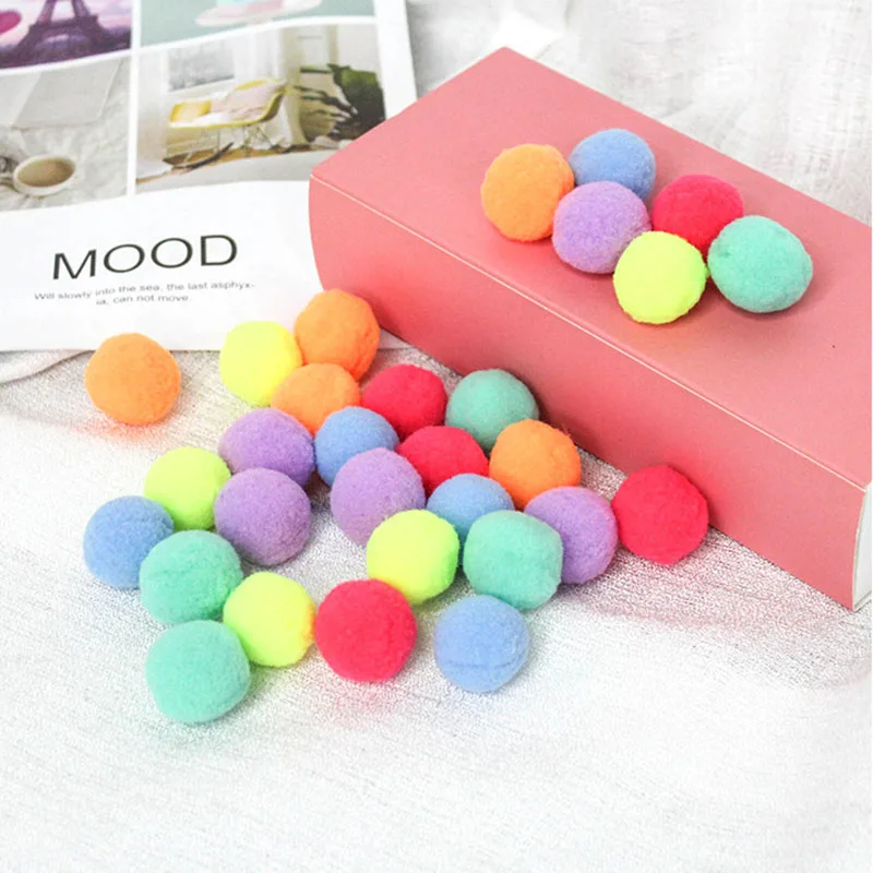 Cat Pompoms Colorful Cat Toys for Indoor Cats To Catch Chase, Plush Scratching DIY Kitten Chew Toys, Interactive Toys for Cats