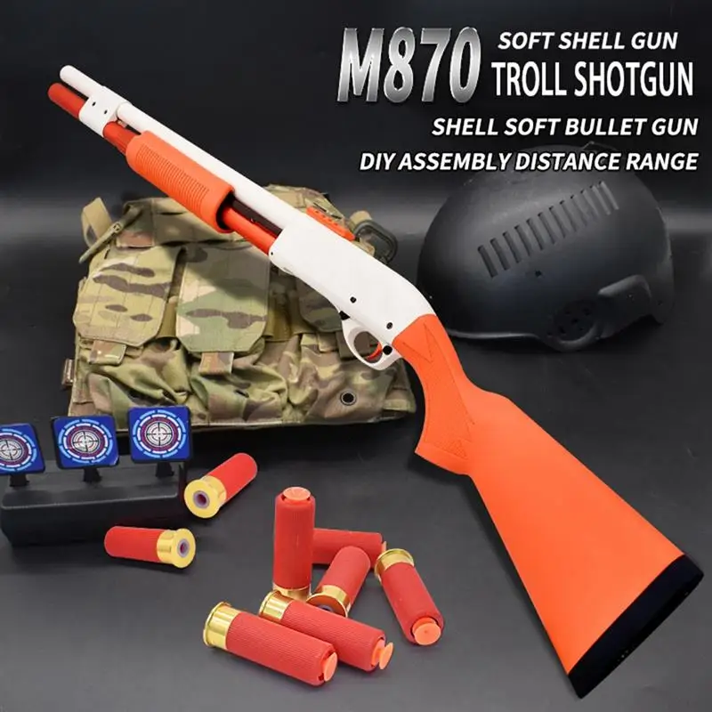 M870ShellEjectionSoftBulletGunToyPneumaticRiflePaintballCS