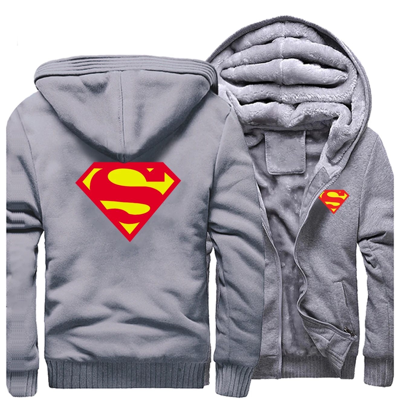 Зимние мужские толстовки, свитер Супермена, качественная Флисовая теплая уличная Мужская куртка, горячая Распродажа, толстое пальто, повседневная мужская одежда - Цвет: Gray