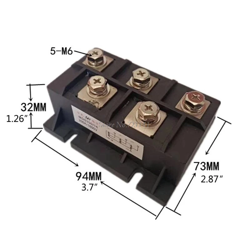 Series Single Phase Bridge Modules MDQ200A 200A Amp 1600V 1-Phase Diode Rectifier Radiator Copper Base