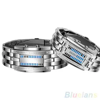 

Stylish LED Binary Time Mode Wrist Electronic Watch Luxury Alloy Band Digital Couple Watch Sports Bracelet Электронные часы