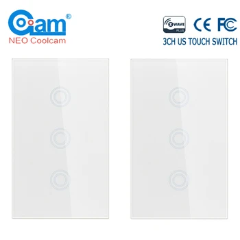 

NEO COOLCAM 4PCS/lot 3CH Z-wave Plus US Touch Switch 3 Gang Smart Wireless Smart Remote Control Light Switch Panel US 908.4MHZ
