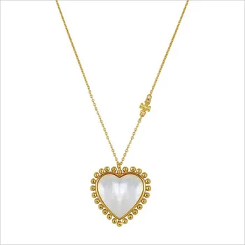 

European and American jewelry 3 Colors Love Hearts Pendant Inlaid Shells Necklace Fashion Clavicle Chain Women