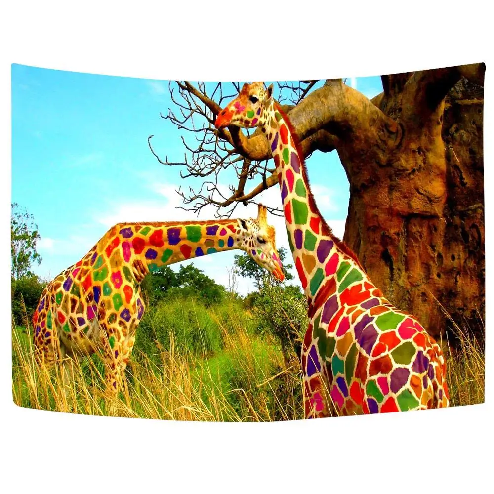 Funny Colorful Giraffes in The Jungle Animal Custom