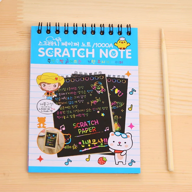 1pc Large Magic Color Rainbow Scratch Paper Note book Black DIY Drawing Toys Scraping Painting Kid Doodle