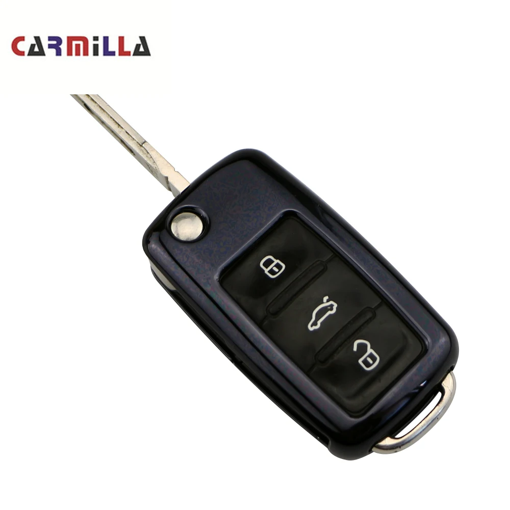 Чехол для автомобильного ключа из ТПУ чехол VW Golf 5 6 Skoda Yeti Superb SEAT Leon Ibiza 2 3 кнопки с