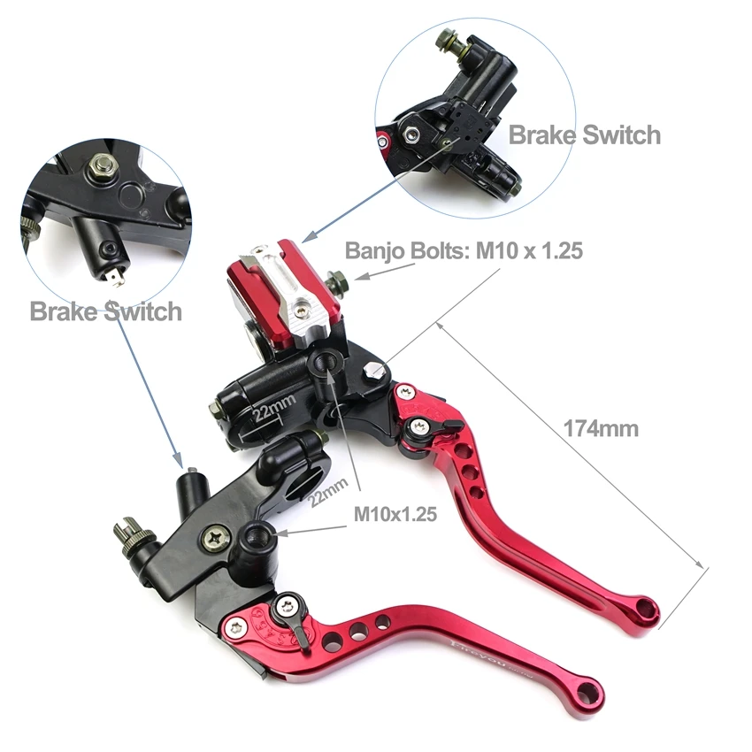 Тормоз мотоцикла рычаг сцепления 22 мм мотоцикл насос Resevoir DOT для MSX125 DRZ400SM SUZUKI GSR400 BWS125 CRF450 Yamaha R6 CF VESPA CT70