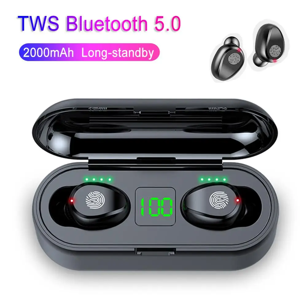 

TWS Bluetooth Earphones 5.0 Stereo Earset Mini Wireless Headset LED Display Earphone with charging box IPX7 Sport Earbuds Gaming