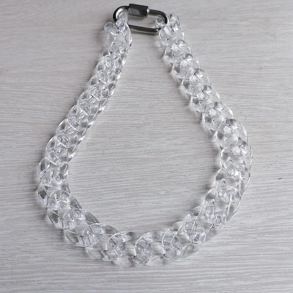 FishSheep Rock Punk Acrylic Chain Buckle Pendant Necklace For Men Women Statement Choker Collar Necklaces New Fashion Jewelry