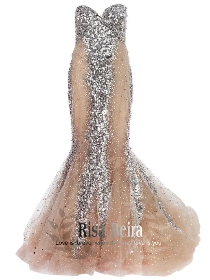 Настоящая Новая мода Vestidos формальные Роскошные бисерные элегантные сексуальные Звездные Вечерние платья Русалка Платья для подружек невесты