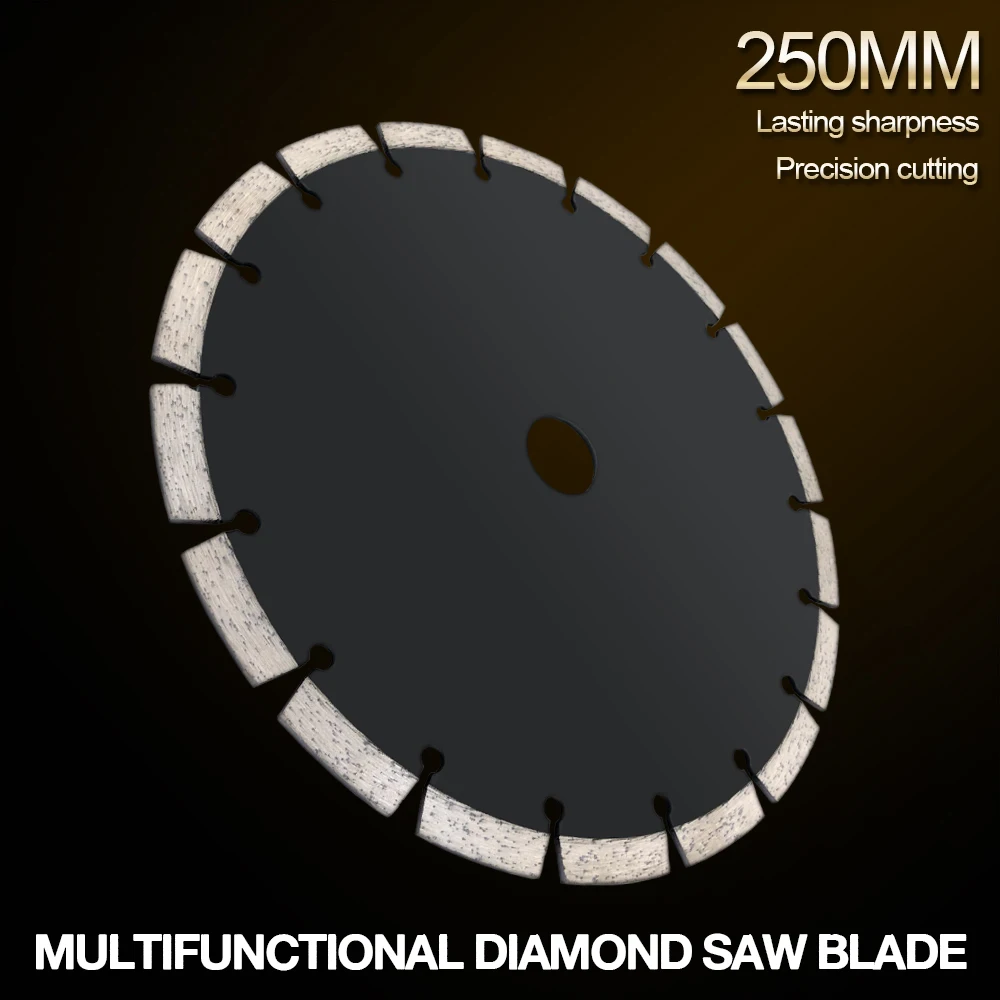 

250mm Split Tooth Segmented Shape Diamond Saw Blade Volcanic Rock Cutting Blade Support Wet and Dry Cutting for Concrete / Stone