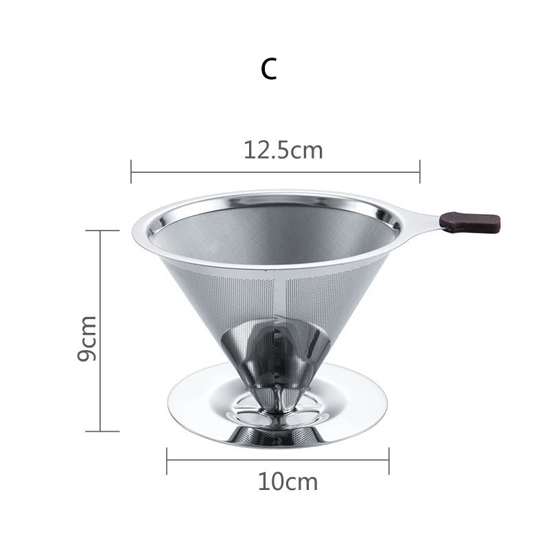 Многоразовый безбумажный кофейный фильтр из нержавеющей стали держатель металлическая сетка Воронка корзины Фильтры для кофе капельница фильтр для капельного кофе чашка - Цвет: C