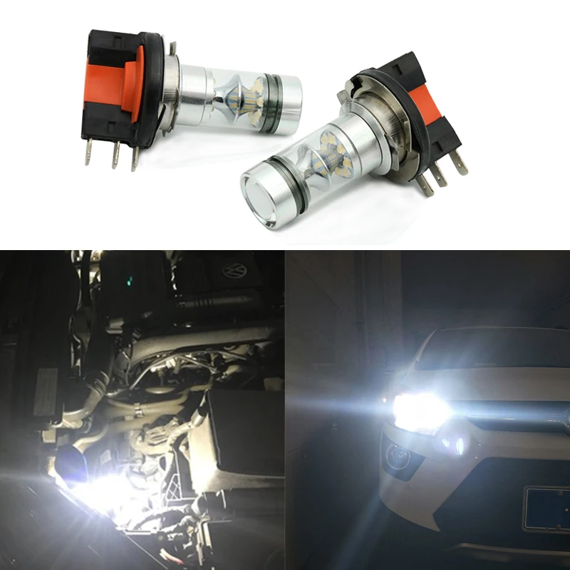 

2PCS White H15 LED Headlight lamp Fog Bulb Day time Running Lights For Au-di A5 A6 Q7 B-MW Mercedes Benz V-W Tigua