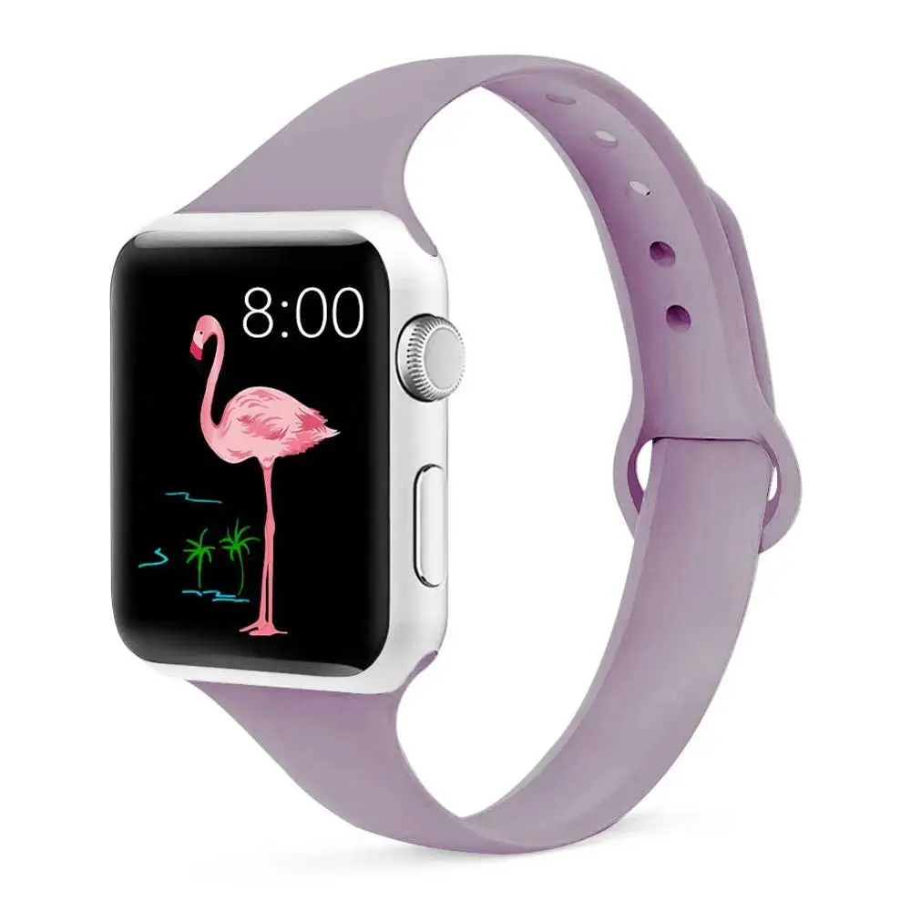 8 lavender Strap for Apple watch 4 band 44mm 40mm iWatch band 38mm 42mm Sports silicone bracelet Watchband for correa Apple watch 3/2/1 - Цвет ремешка: 8 lavender