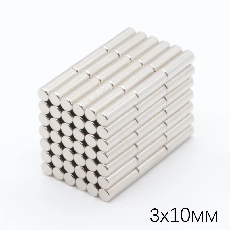 50 шт 3x 10 mmSmall Круглый цилиндрический Неодимовый ниодимовые Дисковые магниты диаметром 3 мм x 10 мм N35 супер мощный сильным редкоземельные