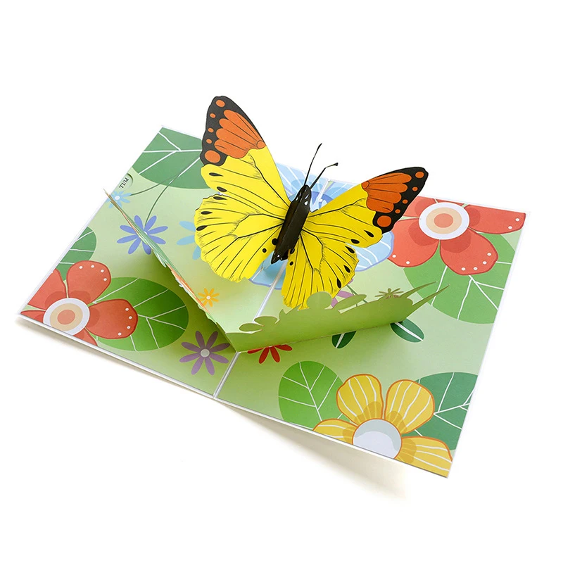  3D Handmade Color Print Butterfly Love Flower Paper Invitation Greeting Cards Mother's Day Kids Gir - 4.00034E+12