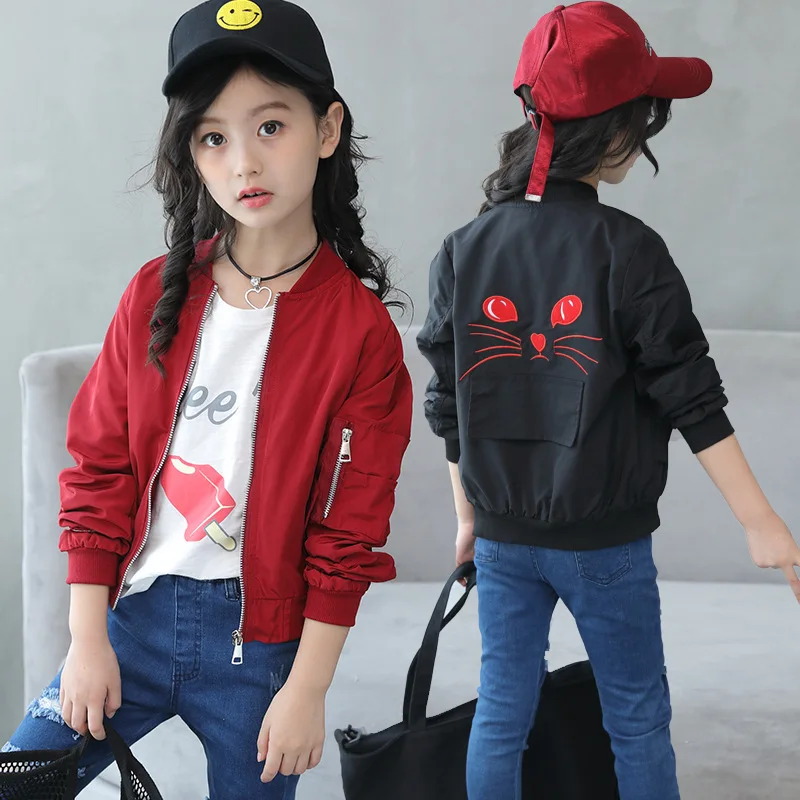 

2019 New Style Versatile CHILDREN'S Jacket Girls Autumn Clothing Long Sleeve Big Boy Children Cat Jacket Childrenswear