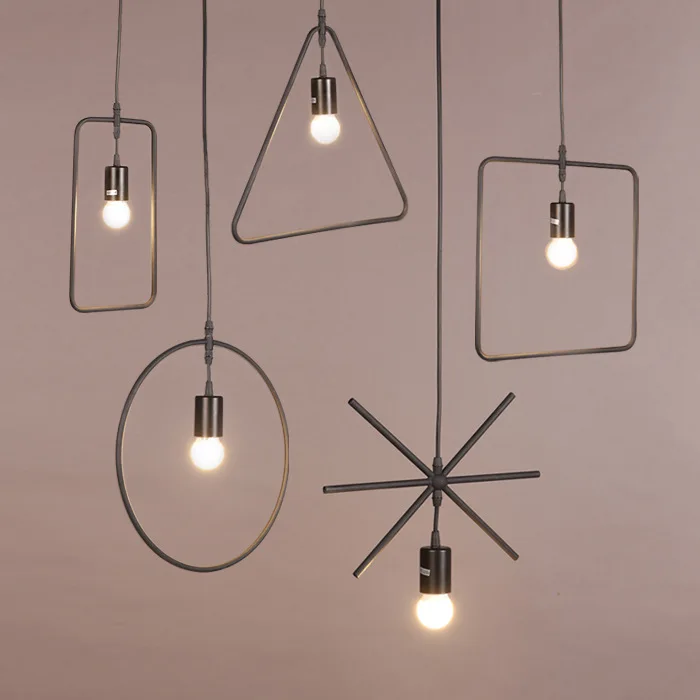 

Loft Simple Creative Geometry Industrial-Style Lighting Iron Droplight Bar Counter Exhibition Hall Clothing Store Restaurant Hot