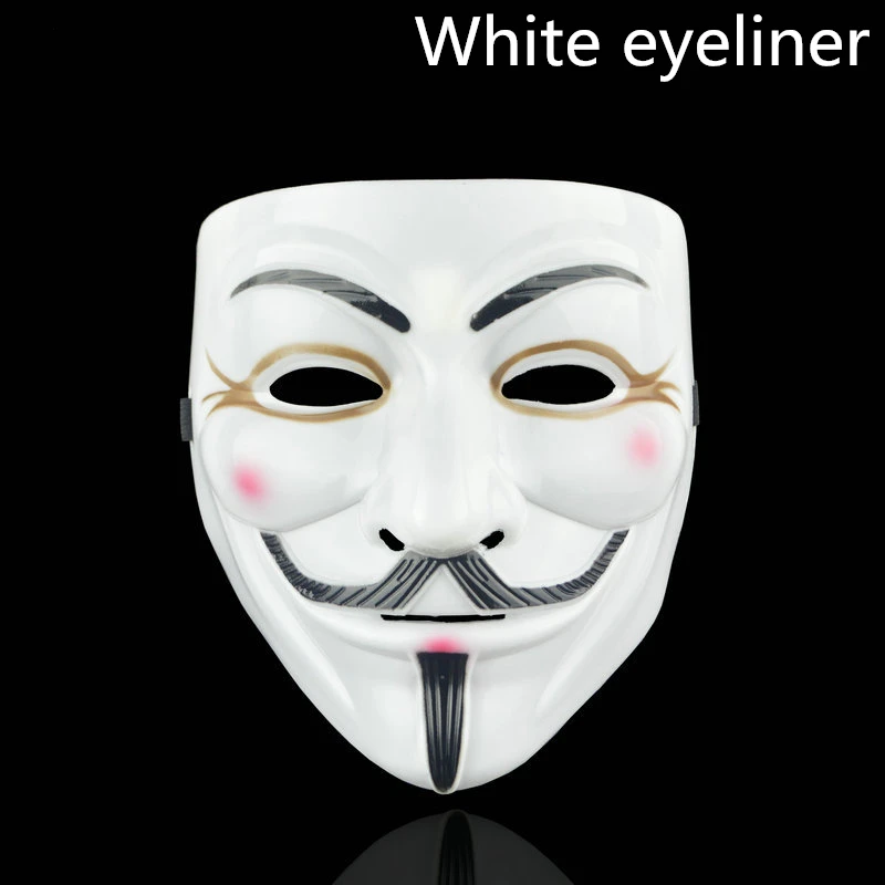 White eyeliner Вечерние маскарадные маски Вендетта для костюмированной вечеринки, Вечерние Маски для взрослых, маска Анонимус, маски для Хэллоуина - Цвет: White eyeliner