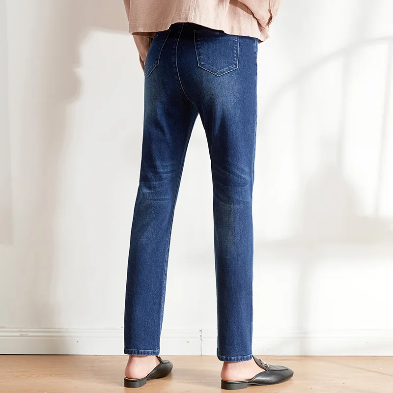 Женские облегающие прямые джинсы LEIJIJEANS, классические голубые джинсы в полную длину с высокой посадкой, модель 9207 большого размера 5XL–6XL на осень