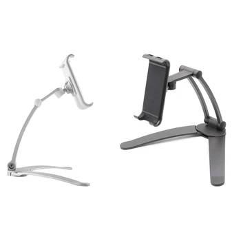 

2x 2-In-1 Kitchen Desktop Tablet Stand Wall Mount iPad Holder with Stylus for 4-10.5 Inch Tablets(Silver&Black)