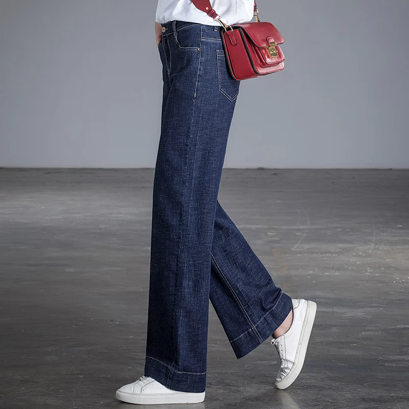Женские прямые широкие джинсы с высокой талией, Свободные повседневные длинные штаны