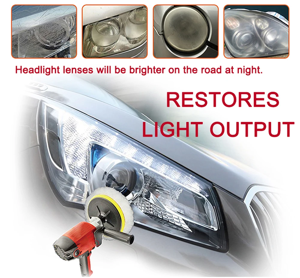 LUDUO DIY Headlight Restoration Polishing Kits Headlamp Clean Paste Systems Car Care Wash Head Lamps Brightener Refurbish Repair adam polishes