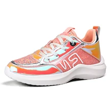 Блестящая женская повседневная обувь; дышащие модные кроссовки для женщин; уличная спортивная обувь из искусственной кожи; Женская Блестящая обувь; zapatillas mujer