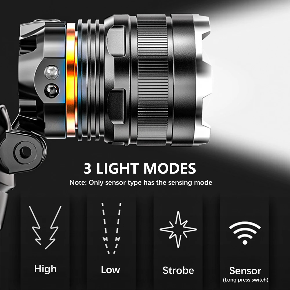 Boruit XHP50 LED Headlamp 3-Mode Zoom Headlight 4000LM High Power