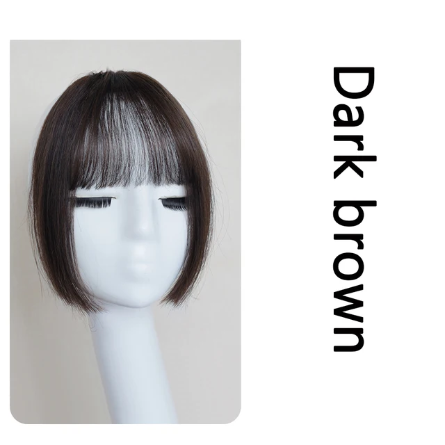 MEIFAN Clip in Hair Bangs Extension Hairpiece Synthetic Natural Fake Bang Hair Piece Air Bangs Clip on Bangs Black Brown 2-33