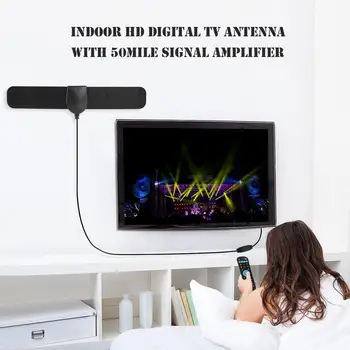 

50 Miles Indoor Digital TV Antenna 25dB High Gain 1080P HDTV Signal Receiver Polarization Linearity LNA Gain 25dB