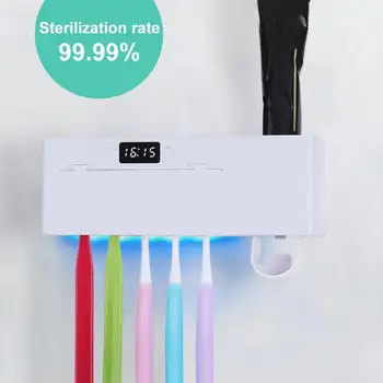 

2020 Multifunctional UV USB Rechargeable Digital Display Toothbrush Storage Holder Toothpaste Dispenser Bathroom Accessories