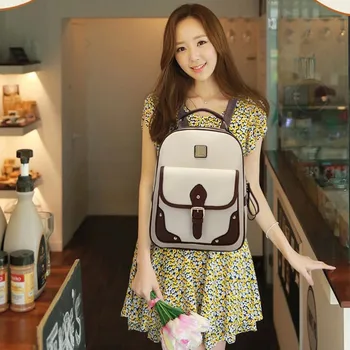 

Retro Backpack Women PU Leather School Bags For Teenage Girls Anti-theft Ladies Shoulder Bags Simple Travel Backpack