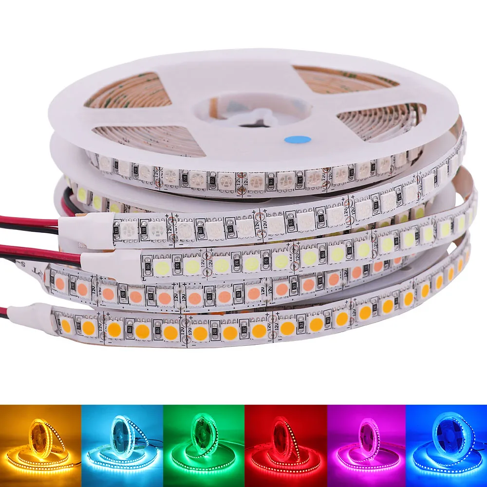 DC12V LED Strip 240LEDs/M High Bright White Red Blue Pink Yellow RGB Flexible Ribbon Tape Light Lamp 5m