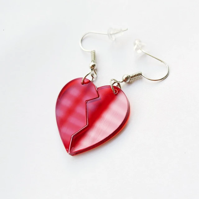 Asymmetrical heart padlock and heart card post earrings