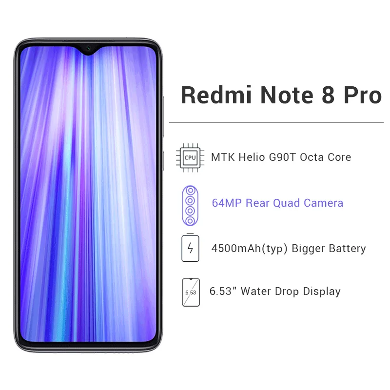 Xiaomi Redmi Note 8 Pro с глобальной прошивкой, 8 ГБ ОЗУ, 128 Гб ПЗУ, мобильный телефон, 64 мп, четырехъядерный процессор MTK Helio G90T, четыре ядра, 6,53 дюйма, 4500 мАч