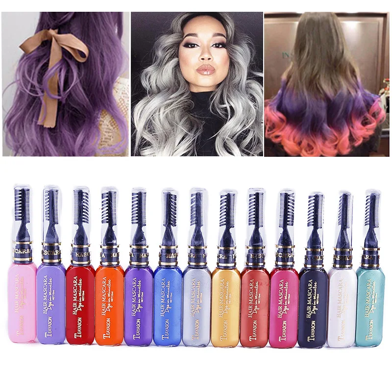 

Pro One-off Hair Color Dye Pen 13 Colors Temporary Non-toxic DIY Hair Color Mascara Washable One-time Hair Dye Crayons