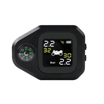 

Motorcycle 2 in 1 Tire Pressure Monitor with Compass Wireless High-precision Monitoring System Waterproof Cordless Alarm