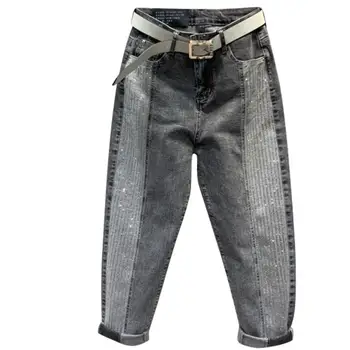 

New Diamond Appliques Jeans Women Autumn Winter High Waist Ankle-Length Pants Women Harem Pants