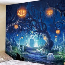 Гобелен на Хэллоуин с изображением тыквы, дерева, настенный гобелен, художественное украшение для дома LB88