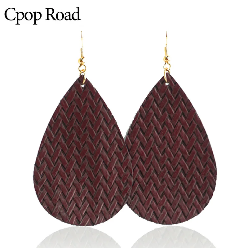 Cpop модные серьги из искусственной кожи для женщин Висячие Эффектные в форме
