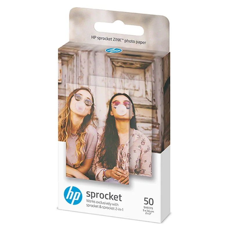  50Sheets/Box Zink Photo Paper 5*7.6cm (2x3-inch) for HP Sprocket Photo Printers Without Ink Sticky-