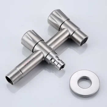 

Double Handle Bathroom Sink Faucet Kitchen Faucet Washing Machine Faucets Wall-Mounted Valve Stainless Steel Water Tap Garden