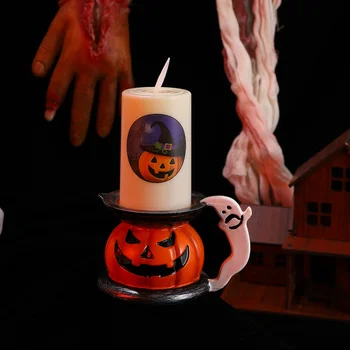 

Pumpkin Base Candle LED Lights Electronic Flameless Candles Romantic Handle Lamps Party Decor with Button Battery for Home Banqu